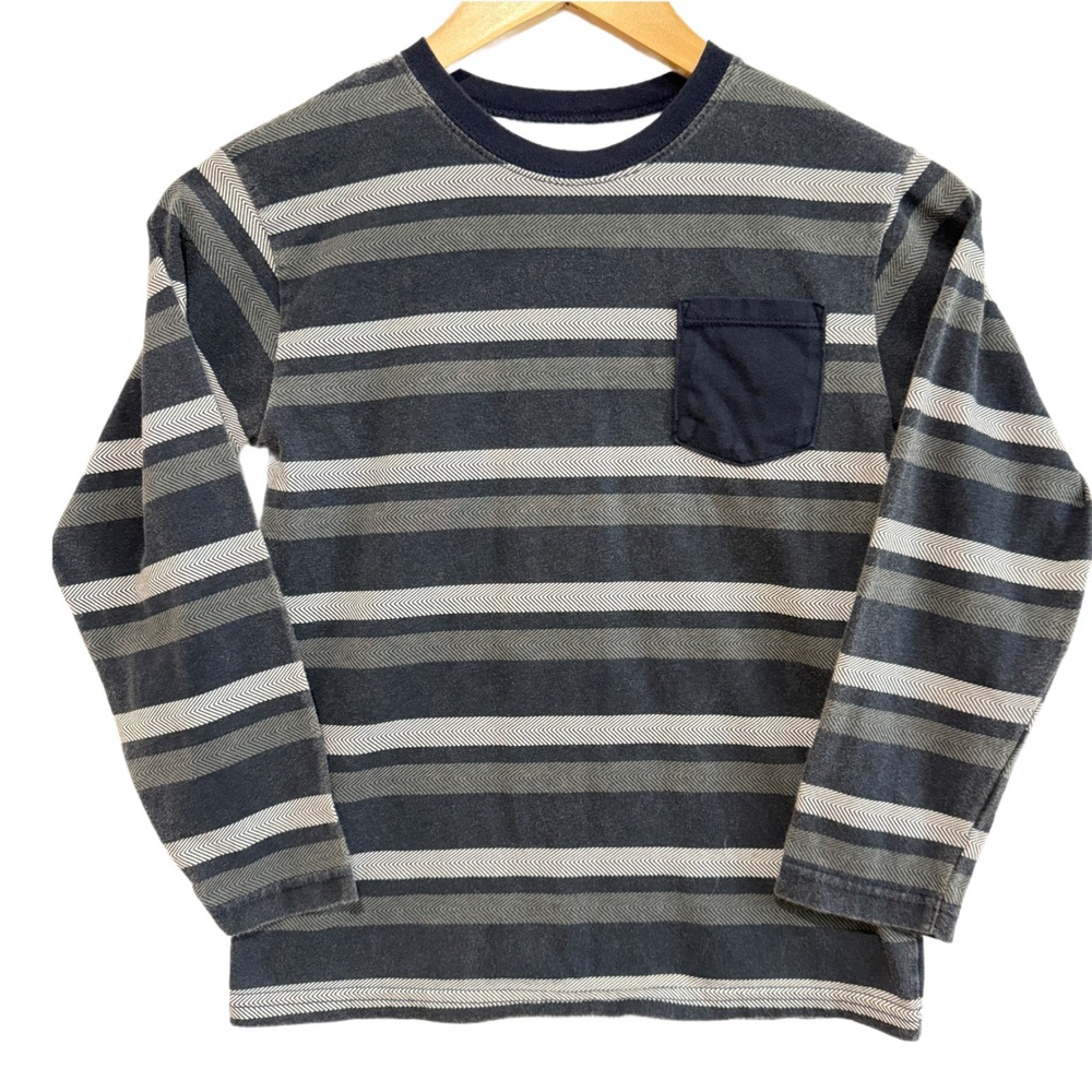 365 Kids from Garanimals‎ Long Sleeve Striped Pocket T Shirt Navy Blue Size 8